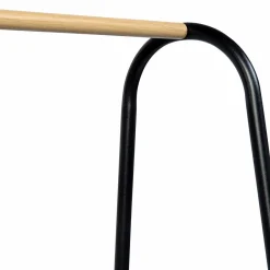 IDMarket Portant vêtements en métal noir et façon bois* Meubles Noirs|Collection Agencement Magasin