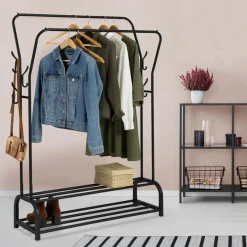 IDMarket Portant vêtements XXL double penderie* Meubles Noirs|Collection Agencement Magasin