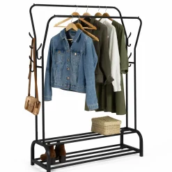 IDMarket Portant vêtements XXL double penderie* Meubles Noirs|Collection Agencement Magasin