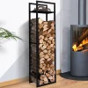 IDMarket Porte bûches vertical intérieur 170 cm en métal noir* Accessoires Cheminée|Stockage Du Bois