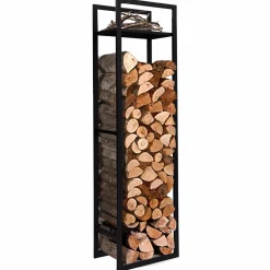 IDMarket Porte bûches vertical intérieur 170 cm en métal noir* Accessoires Cheminée|Stockage Du Bois