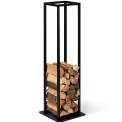IDMarket Porte bûches vertical intérieur 112 CM en métal noir* Accessoires Cheminée|Stockage Du Bois