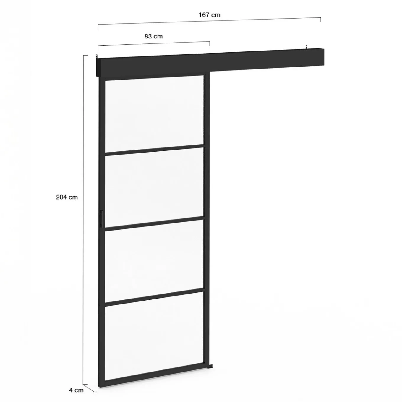 IDMarket Porte coulissante vitrée en métal et MDF avec rail* Produits D’Aménagement Intérieur|Décoration Et Accessoires