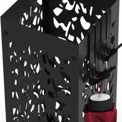 IDMarket Porte parapluie carré en acier noir 45 cm* Rangement Et Accessoires|Décoration Et Accessoires