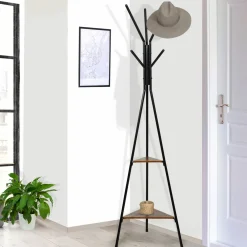 IDMarket Porte-manteau bois métal design avec plateaux* Meubles Hauts|Collection Agencement Magasin