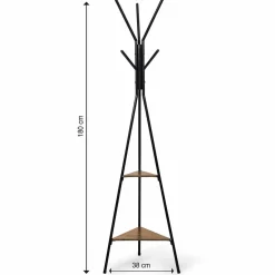 IDMarket Porte-manteau bois métal design avec plateaux* Meubles Hauts|Collection Agencement Magasin