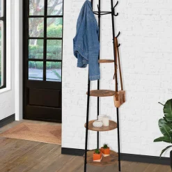 IDMarket Porte-manteau industriel sur pied avec étagères* Collection Agencement Magasin|Collection Industrielle