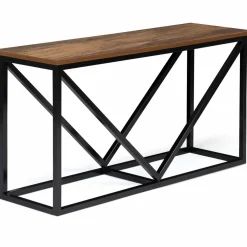 IDMarket Portes bûches intérieur plateau en bois vieilli et métal noir* Accessoires Cheminée|Collection Industrielle