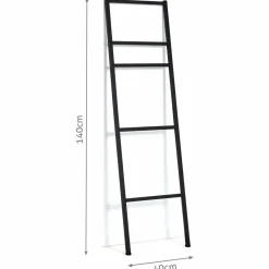 IDMarket Porte-serviettes échelle pour salle de bain en métal noir* Collection Industrielle|Accessoires Salle De Bain