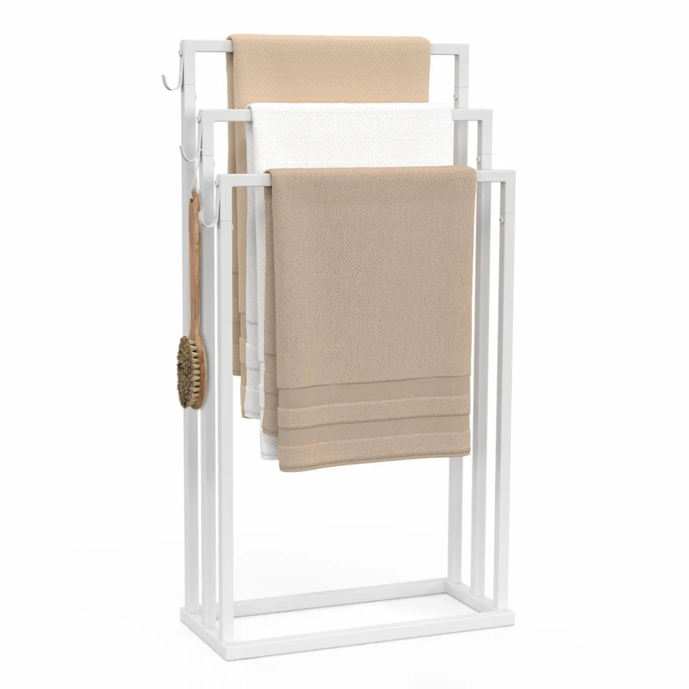 IDMarket Porte-serviettes industriel métal blanc 3 niveaux* Accessoires Salle De Bain|Collection Industrielle