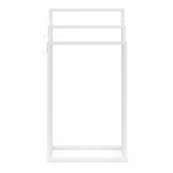 IDMarket Porte-serviettes industriel métal blanc 3 niveaux* Accessoires Salle De Bain|Collection Industrielle