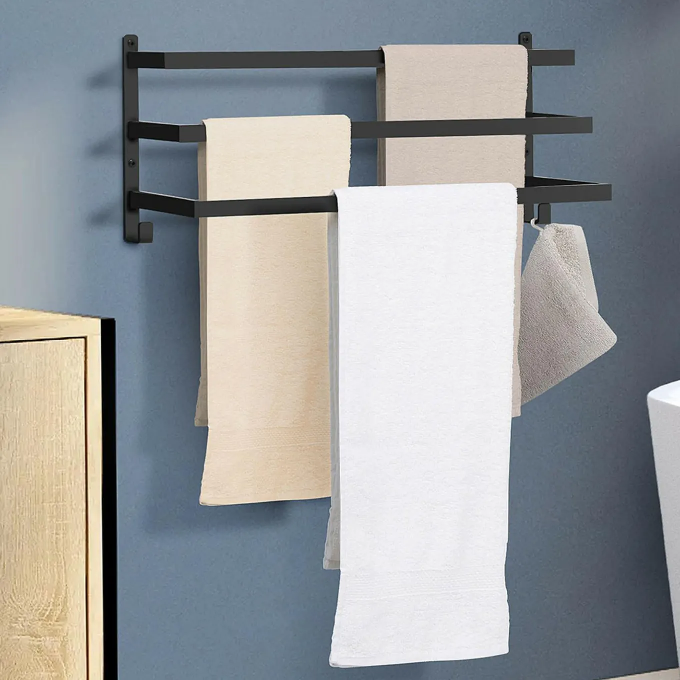 IDMarket Porte-serviettes industriel mural en métal noir* Accessoires Salle De Bain|Collection Industrielle