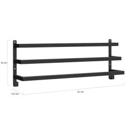 IDMarket Porte-serviettes industriel mural en métal noir* Accessoires Salle De Bain|Collection Industrielle