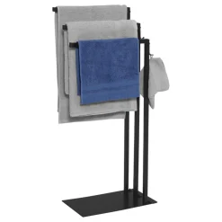 IDMarket Porte-serviettes sur pied métal noir* Accessoires Salle De Bain|Collection Industrielle