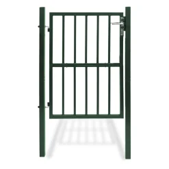 IDMarket Portillon de jardin barreaudé en acier vert 105 x 125 CM avec serrure et poignée* Portail Et Portillon|Protection Du Jardin