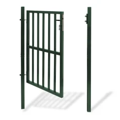 IDMarket Portillon de jardin barreaudé en acier vert 105 x 125 CM avec serrure et poignée* Portail Et Portillon|Protection Du Jardin