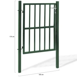 IDMarket Portillon de jardin barreaudé en acier vert 105 x 125 CM avec serrure et poignée* Portail Et Portillon|Protection Du Jardin