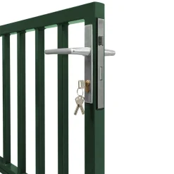 IDMarket Portillon de jardin barreaudé en acier vert 105 x 125 CM avec serrure et poignée* Portail Et Portillon|Protection Du Jardin