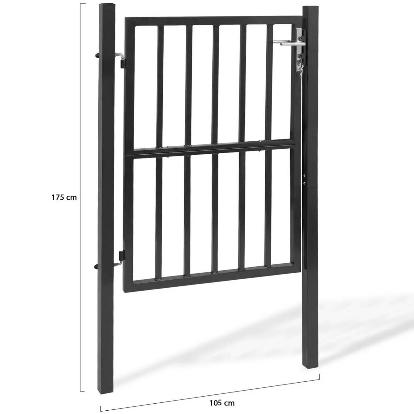 IDMarket Portillon de jardin barreaudé en acier gris anthracite 105 x 125 CM avec serrure et poignée* Portail Et Portillon