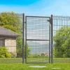 IDMarket Portillon gris anthracite jardin en acier 105 x 150 cm* Accessoires Animaux|Portail Et Portillon