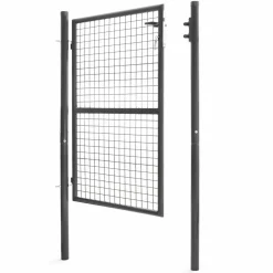 IDMarket Portillon gris anthracite jardin en acier 105 x 125 cm* Accessoires Animaux|Entretien Du Jardin Et Accessoires
