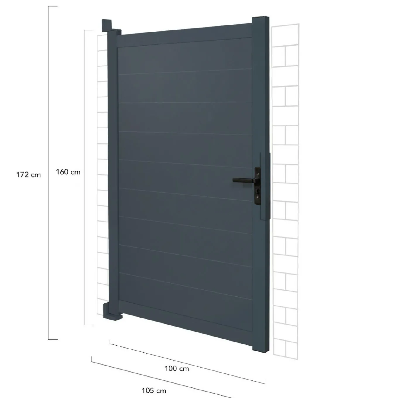IDMarket Portillon 100x160 cm en aluminium gris anthracite* Portail Et Portillon