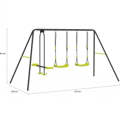 IDMarket Portique balançoire 3 agrès pour jardin extérieur*Enfant Jeux Enfant|Loisirs Et Jeux D'Exterieur