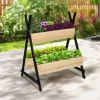 IDMarket Potager 3 bacs bois finitions noires jardinière tipi* Carrés Potager