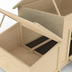 IDMarket Poulailler en bois 6 poules avec pondoir, toit plat et sur pilotis* Poulaillers