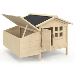 IDMarket Poulailler en bois 5 poules avec pondoir sur pilotis XXL* Poulaillers