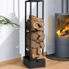 IDMarket Range bûche intérieur vertical en acier noir avec tiroir* Accessoires Cheminée