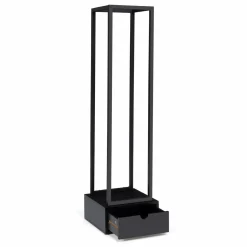IDMarket Range bûche intérieur vertical en acier noir avec tiroir* Accessoires Cheminée