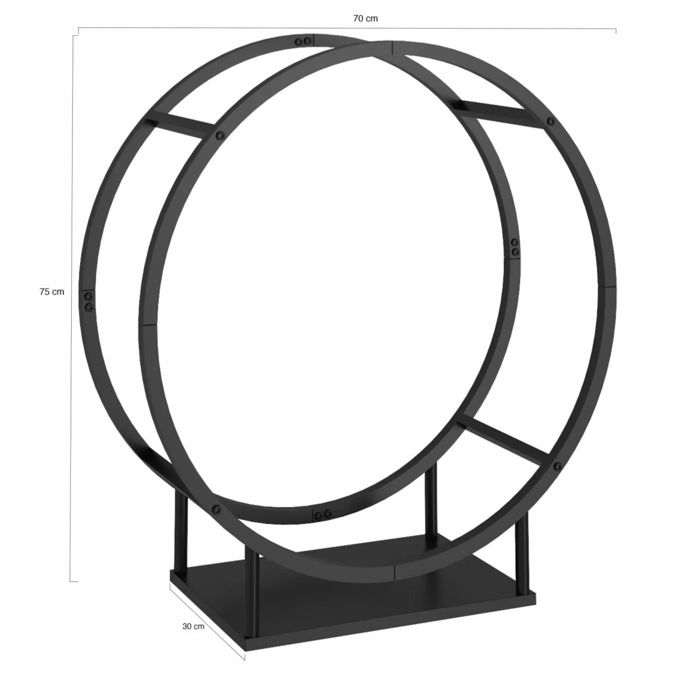 IDMarket Range bûches rond avec étagère en acier noir* Accessoires Cheminée