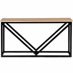 IDMarket Range-bûches intérieur horizontal en métal noir et étagère bois* Accessoires Cheminée|Stockage Du Bois