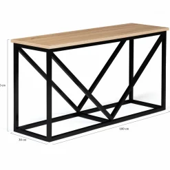 IDMarket Range-bûches intérieur horizontal en métal noir et étagère bois* Accessoires Cheminée|Stockage Du Bois
