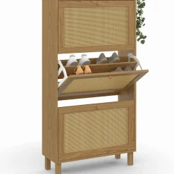 IDMarket Rangement à chaussures vintage effet cannage* Collection Cannage|Collection Vintage