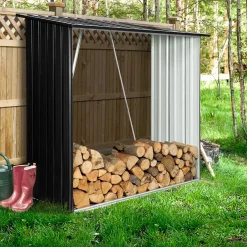 IDMarket Rangement extérieur en acier pour bois de chauffage* Abris De Jardin|Stockage Du Bois