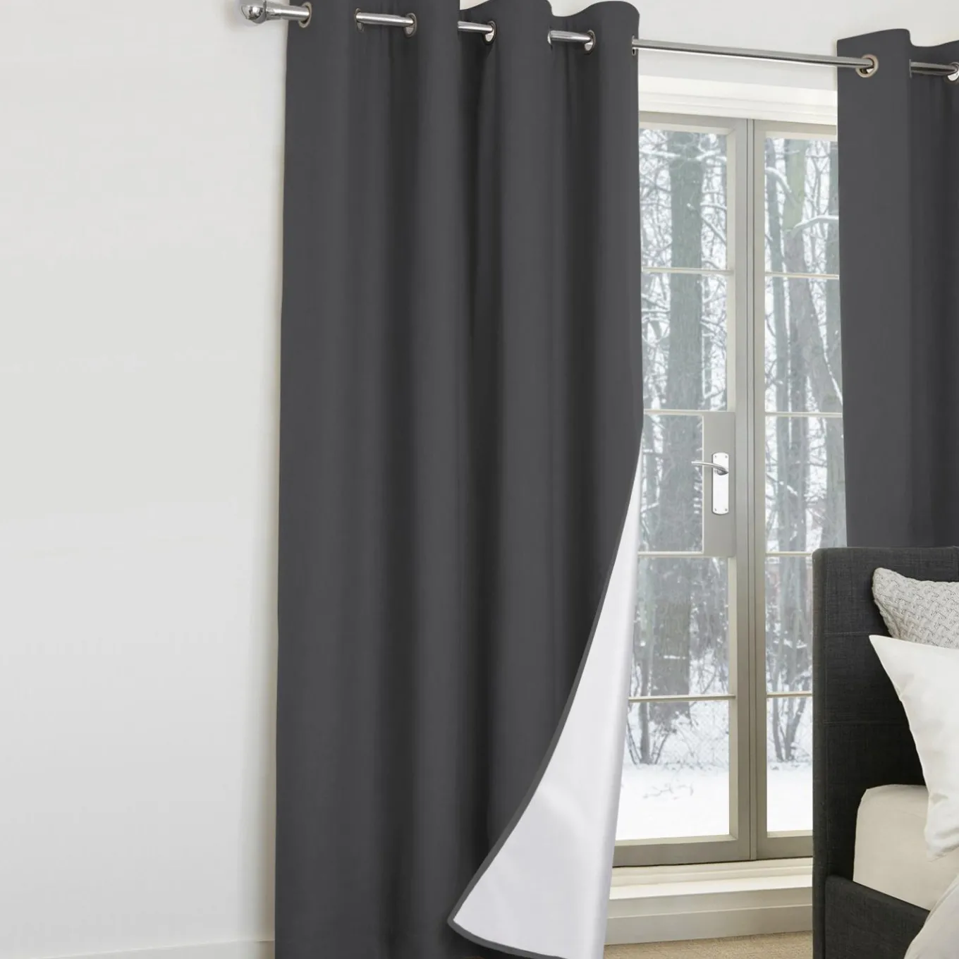 IDMarket Rideaux occultants thermiques gris anthracite* Accessoires Anti-Froid|Rideaux