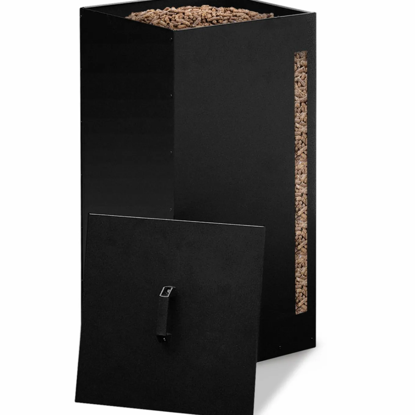 IDMarket Réservoir à granulés / pellets 4 roulettes avec tamis 30kg noir* Accessoires Cheminée