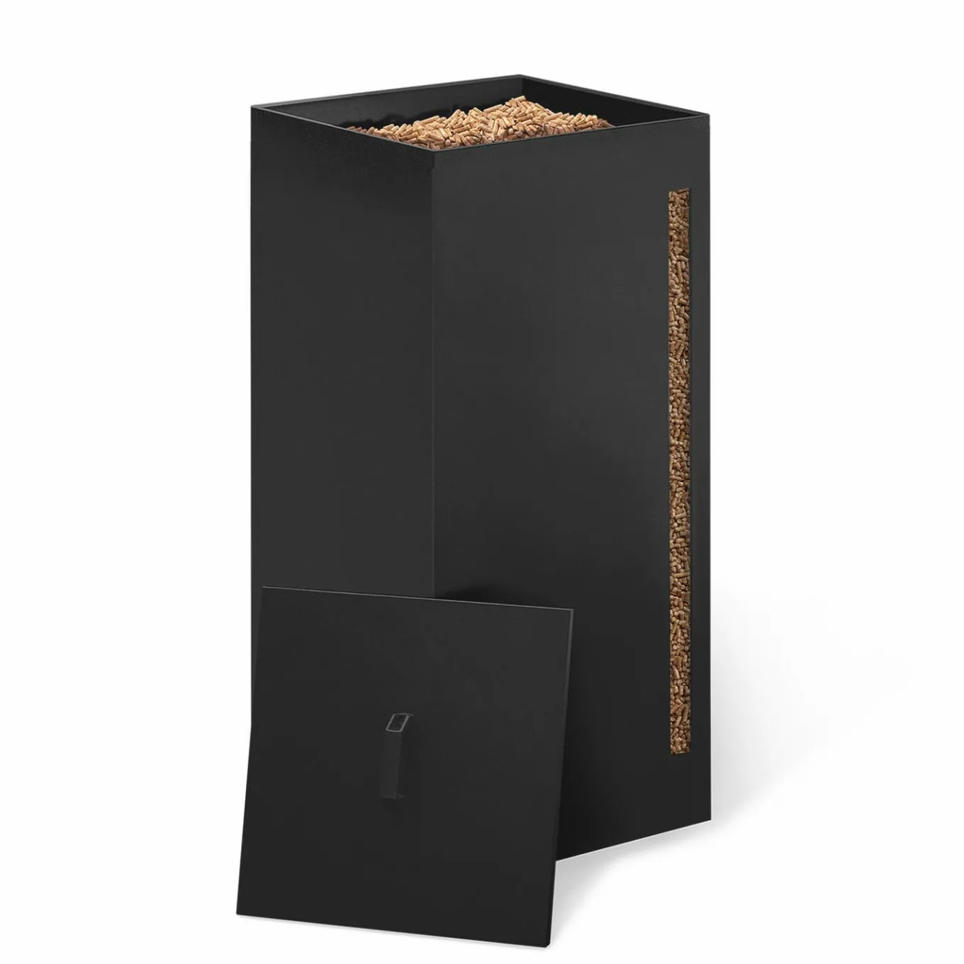 IDMarket Réservoir à granulés - rangement à pellets 55 kg noir 36 x 36 x 87 cm* Accessoires Cheminée