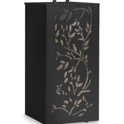 IDMarket Réservoir à granulés - rangement à pellets 45 kg noir motif floral 36 x 36 x 76 cm* Accessoires Cheminée