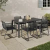 IDMarket Salon de jardin 6 personnes table 150 cm fauteuils cordage gris anthracite* Salons De Jardin