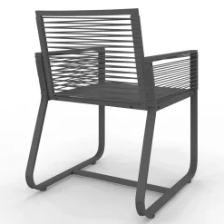 IDMarket Salon de jardin 6 personnes table 150 cm fauteuils cordage gris anthracite* Salons De Jardin