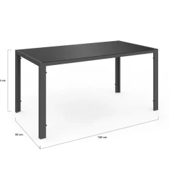 IDMarket Salon de jardin 6 personnes table 150 cm fauteuils cordage gris anthracite* Salons De Jardin