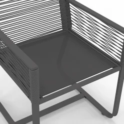 IDMarket Salon de jardin 6 personnes table 150 cm fauteuils cordage gris anthracite* Salons De Jardin