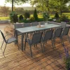 IDMarket Salon de jardin 10 personnes table 240 cm plateau clair et chaises empilables gris anthracite* Salons De Jardin
