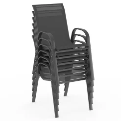 IDMarket Salon de jardin 10 personnes table 240 cm plateau clair et chaises empilables gris anthracite* Salons De Jardin