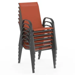 IDMarket Salon de jardin 10 places chaises empilables terracotta table 240 cm* Salons De Jardin