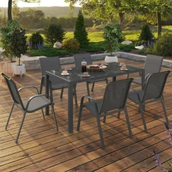 IDMarket Salon de jardin avec 6 chaises empilables* Salons De Jardin