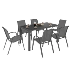 IDMarket Salon de jardin avec 6 chaises empilables* Salons De Jardin